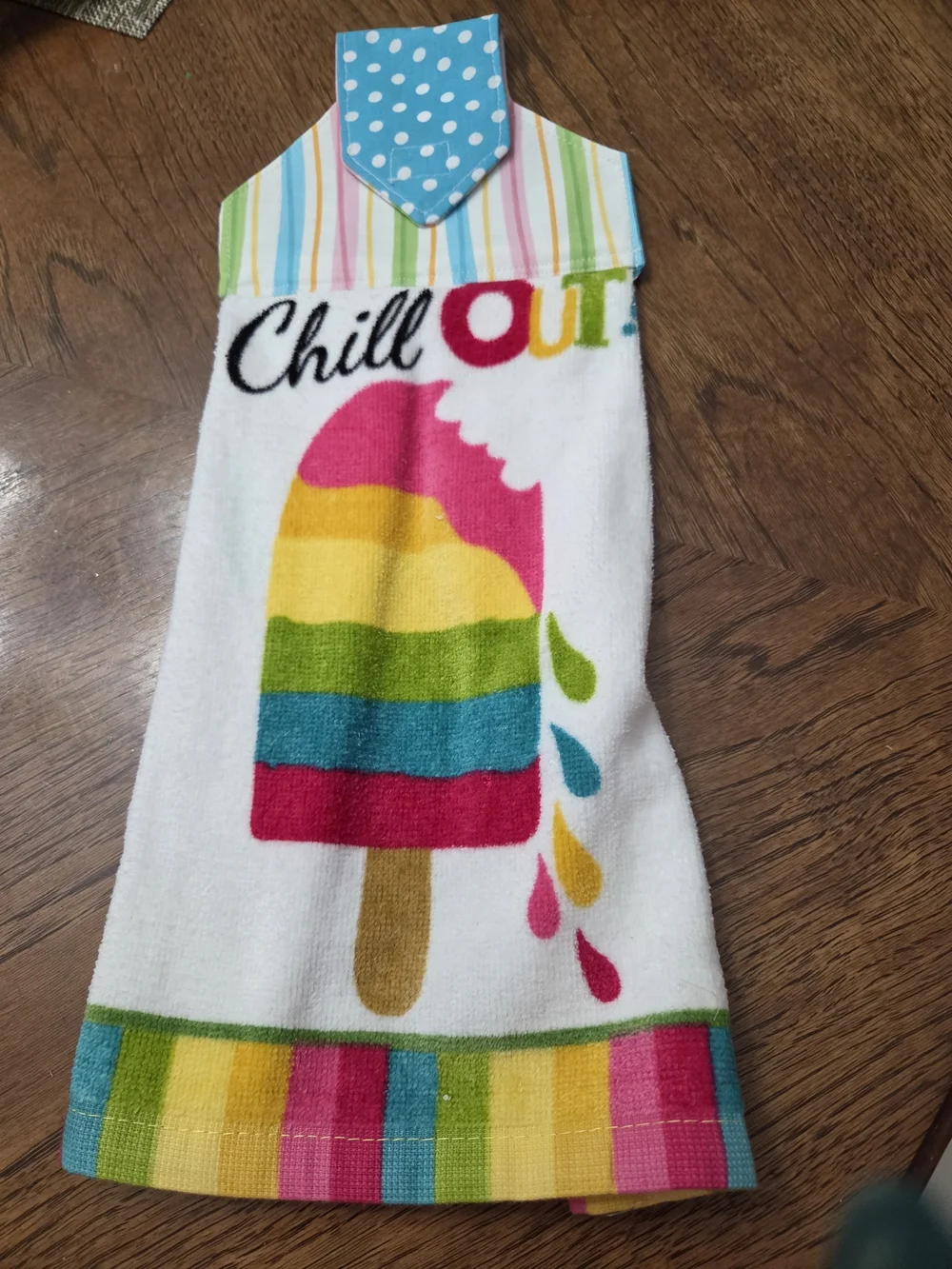 Chill Out Rainbow Popsicle Hanging Kitchen Towel - Multicolor